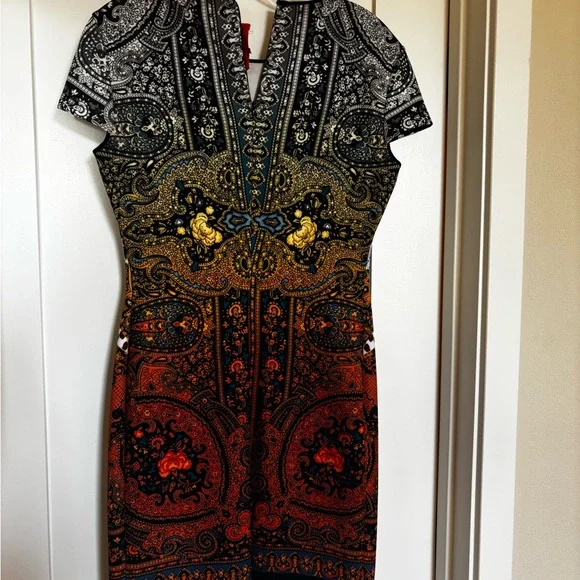 Clover Canyon Black and Orange Ornate Midi Dress - Picture 2 of 2